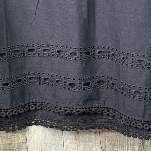 Mud Pie (Flawed Tie String) XL Black Coverup With Eyelet Lace Trim Pullover - Picture 5 of 13